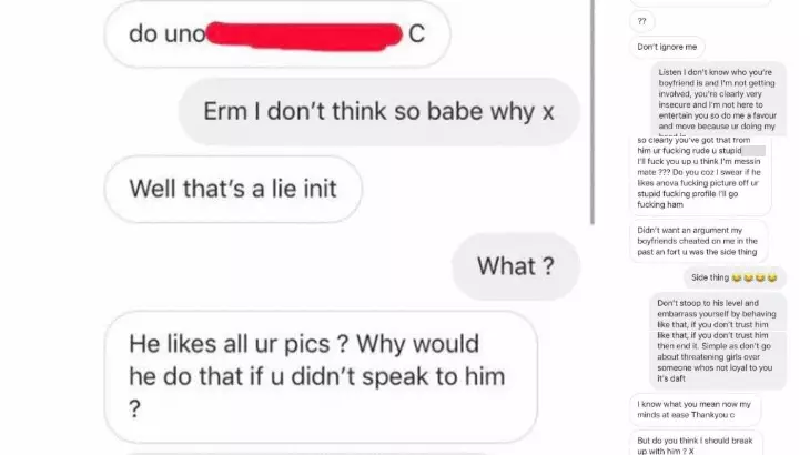 Person Messaged By Random Woman Claiming She's Cheating With Her Boyfriend