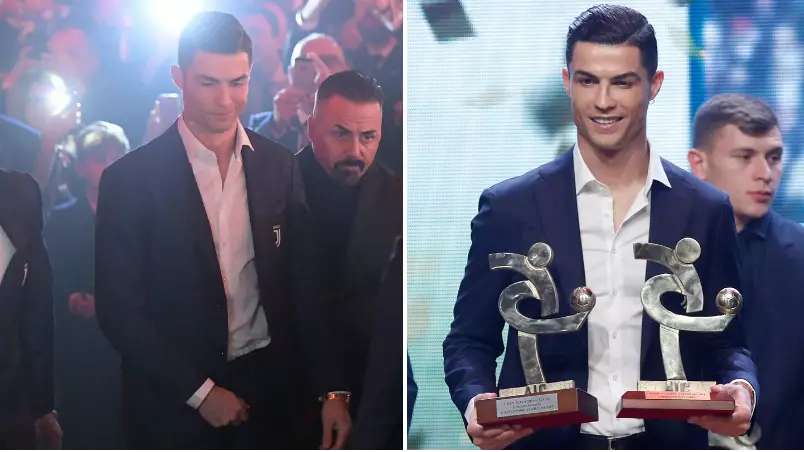 Cristiano Ronaldo Waited Until He Was Announced As Winner Before He Entered Serie A Awards Ceremony