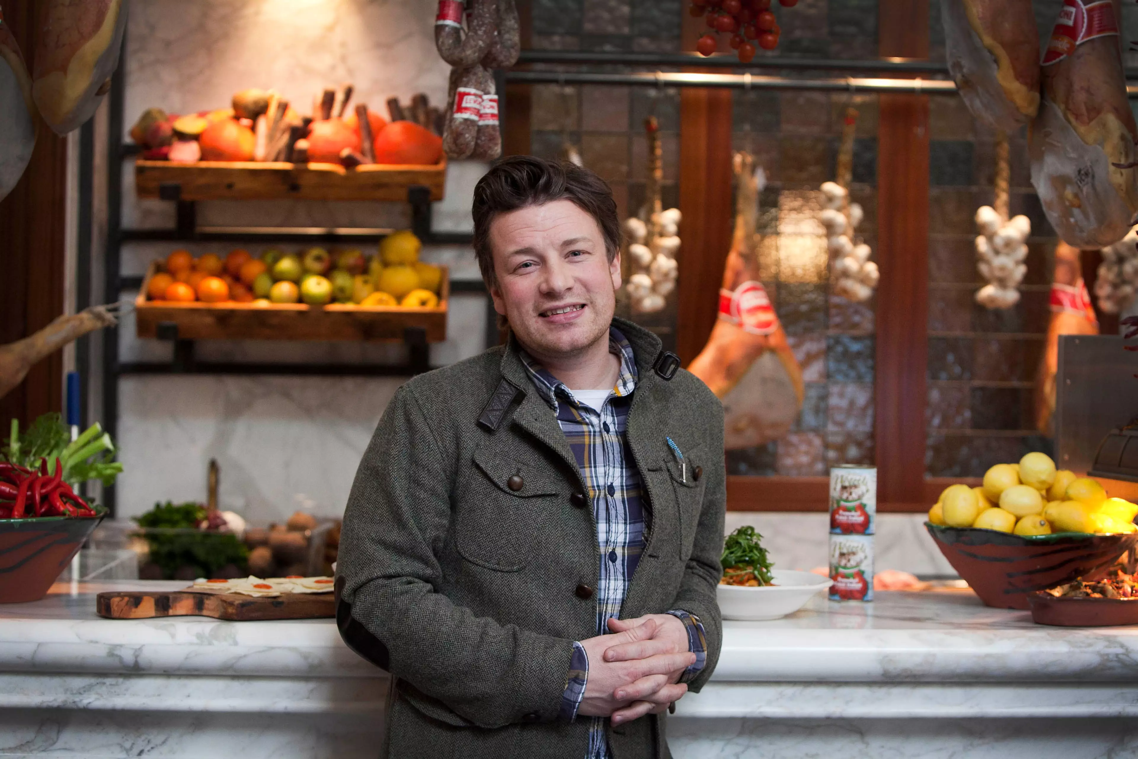Jamie Oliver at one of his restuarants in Manchester.