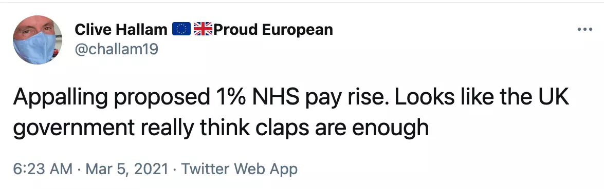 'Looks like the UK government really think claps are enough' said on Twitter user (