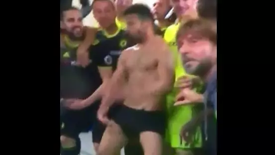 WATCH: Diego Costa Forgets He's Live On TV During Title Celebrations