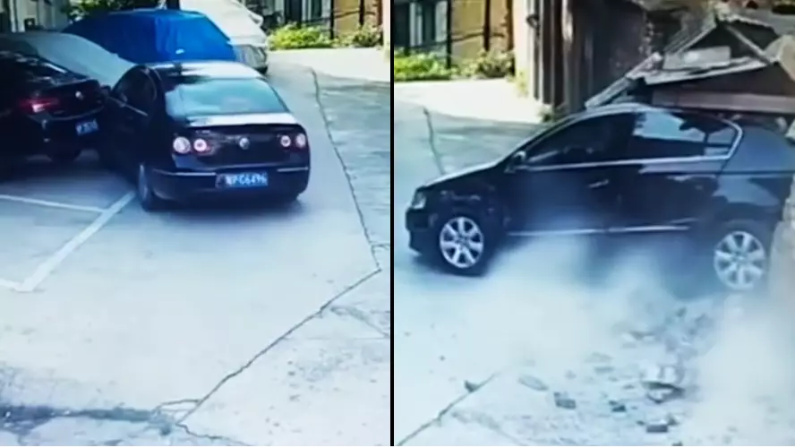 Driver Smashes Into Three Cars Then Knocks Down Wall