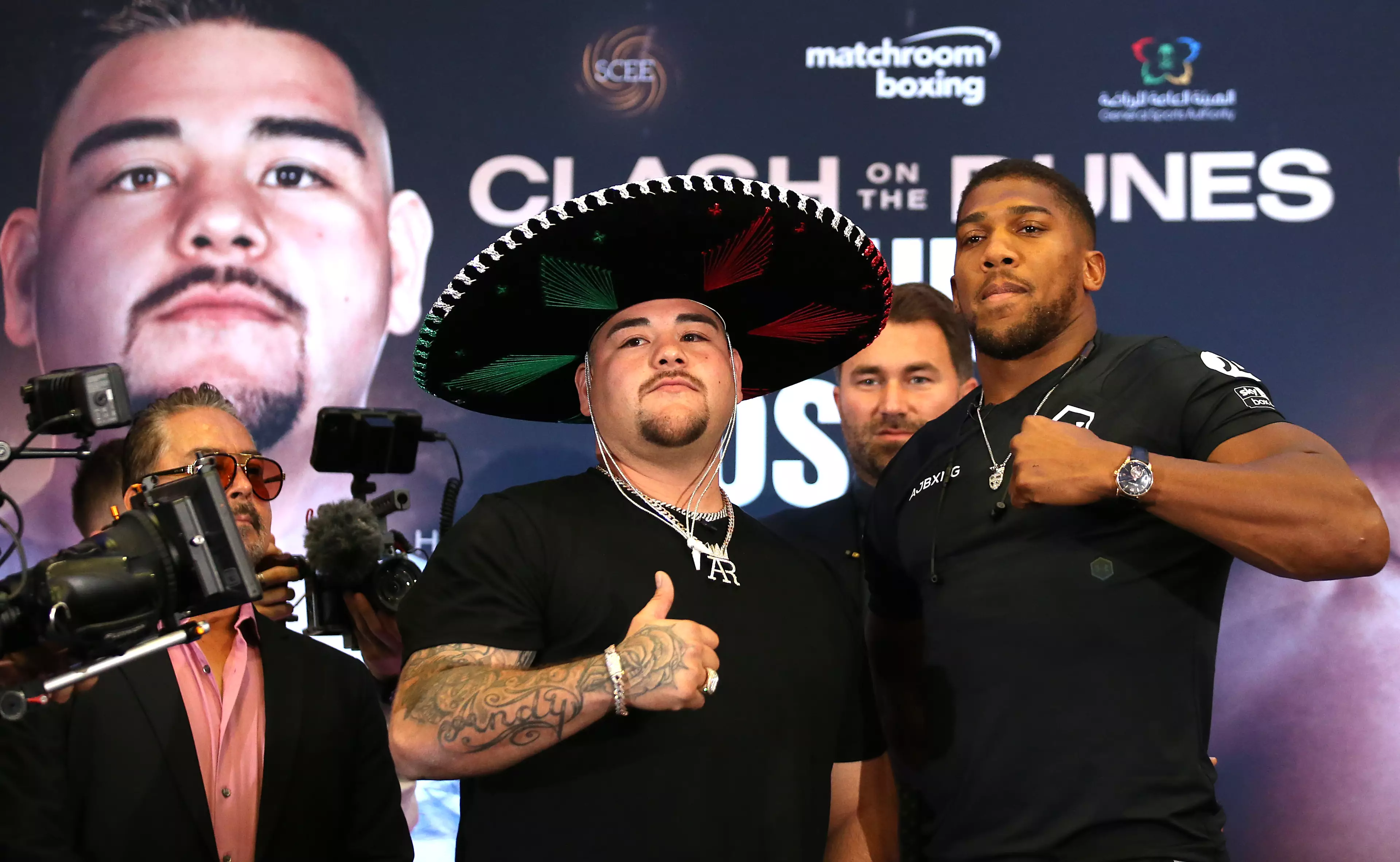 Ruiz and AJ square up ahead of their rematch. Image: PA Images