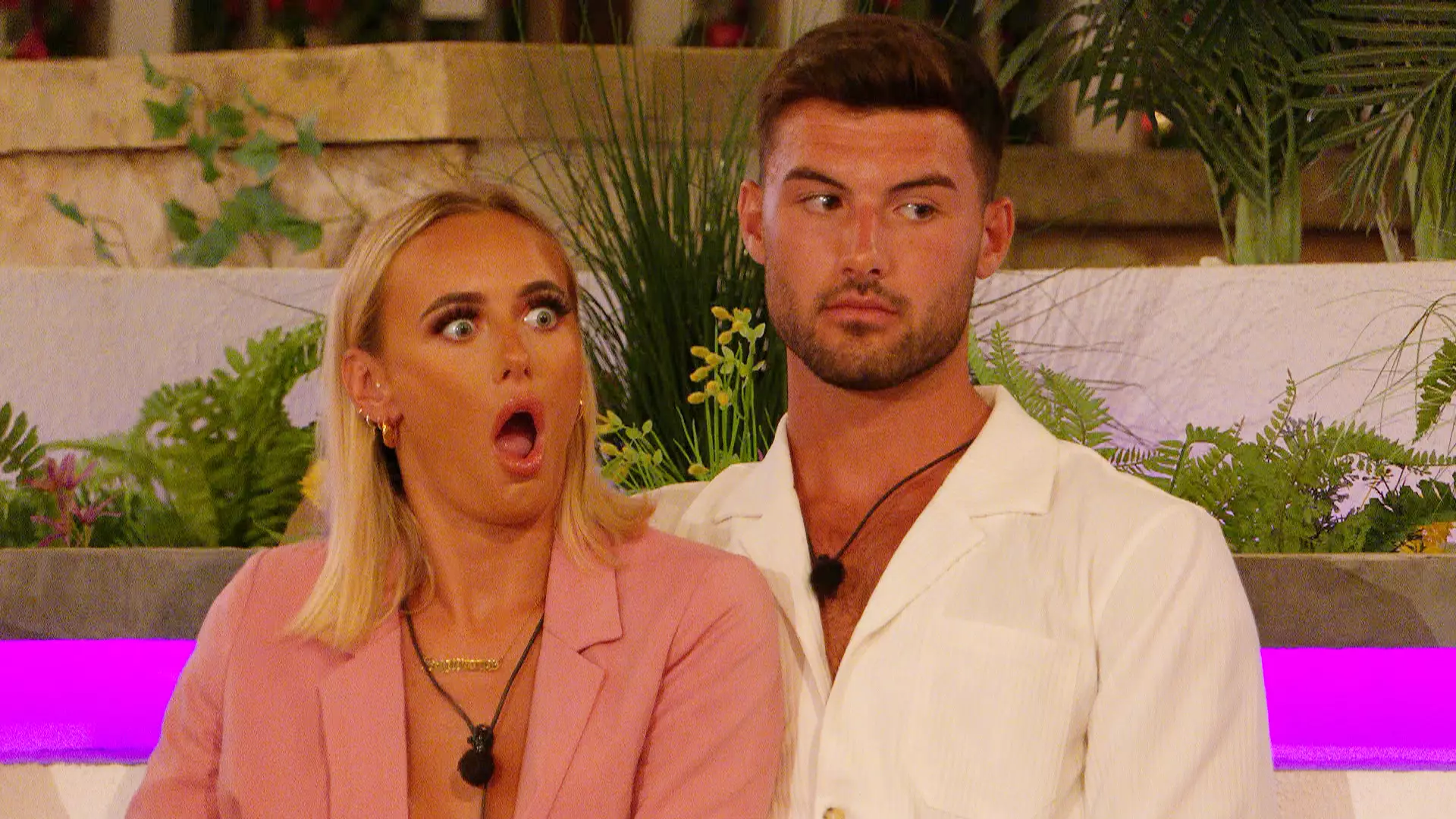 Millie looking shocked at a recoupling in Love Island (