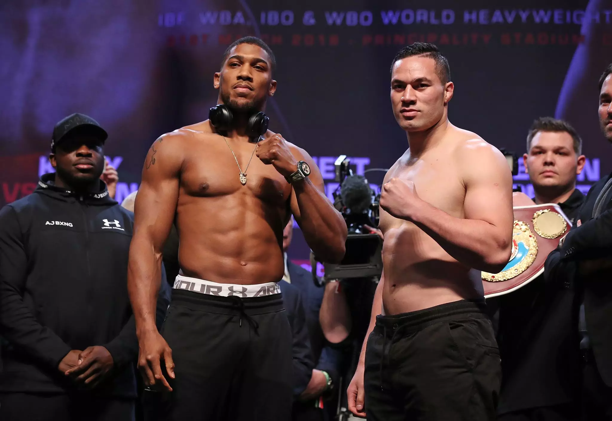 Joshua and Parker during the weigh-in. Image: PA