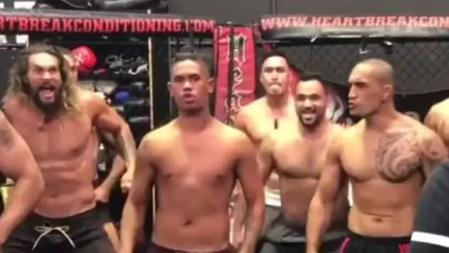 Jason Momoa Performs Group Haka In Support Of UFC Team