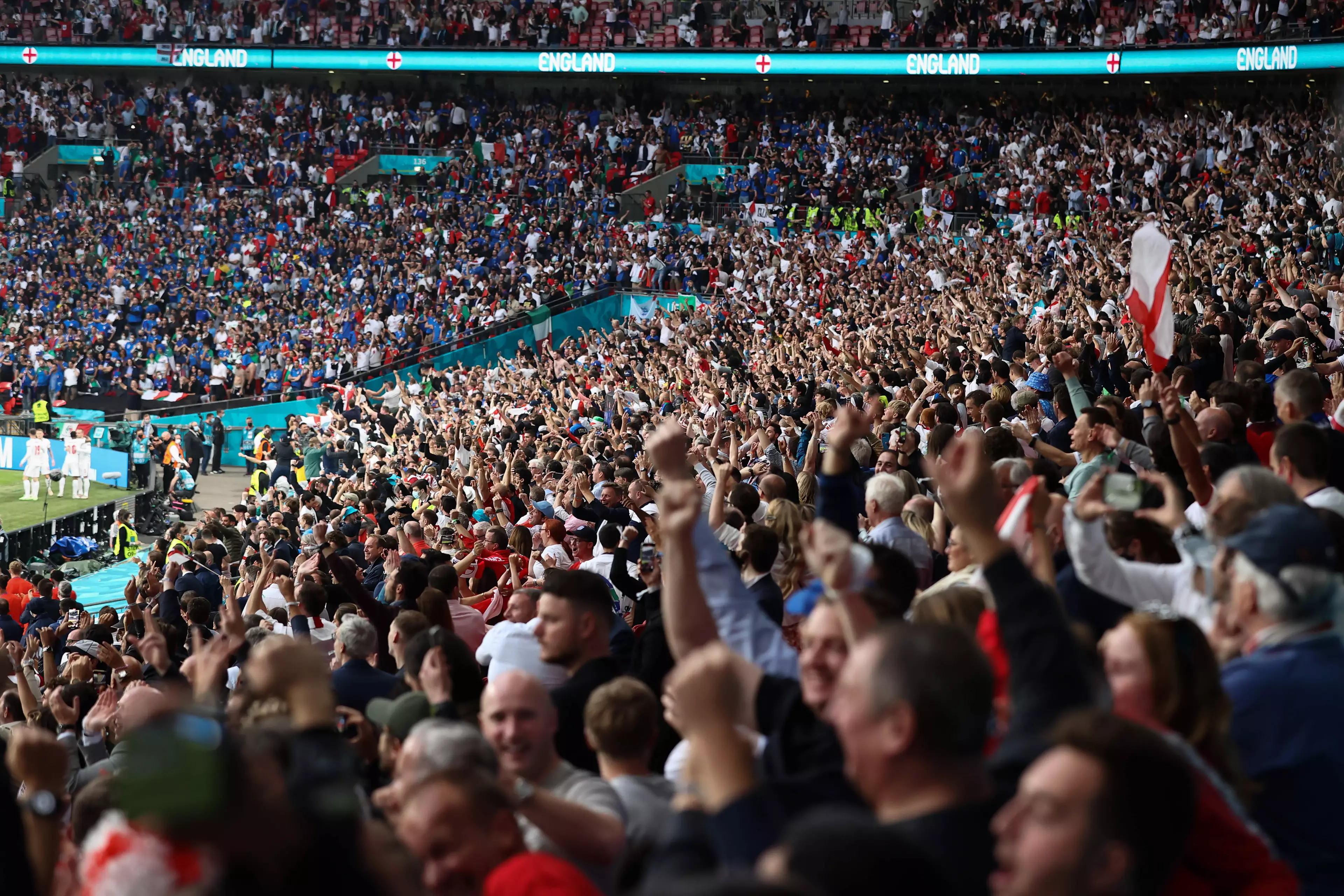 Wembley was fuller during the Euros and fans only needed a negative test 48 hours before the game. Image: PA Images