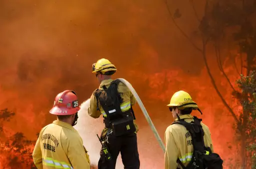 Firefighters tackling the blaze in California.