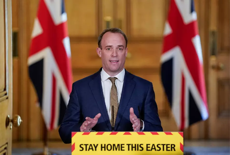 Dominic Raab (pictured at an earlier press conference) confirmed the news today (