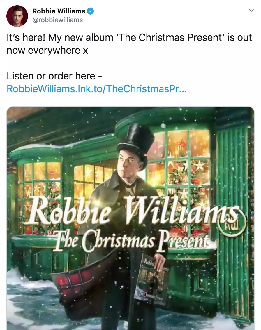 Robbie's new Christmas album has just dropped today (
