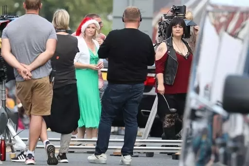 The cast filming for the Christmas Special.