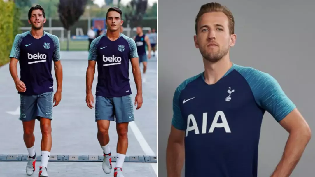 Barcelona's Training Kit Looks Almost Identical To Spurs' Away Kit For The 2018/19 Season