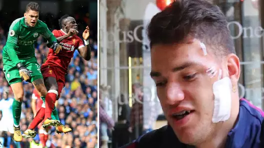 Sadio Mane Sends Ederson A Classy Message After Kicking Him In The Face