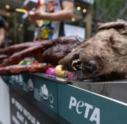 PETA's dog prop left many people horrified, which was the intended reaction.