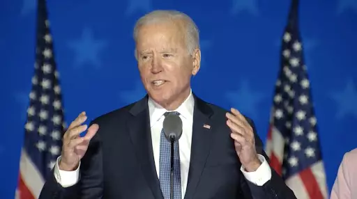 Democratic candidate Joe Biden addresses the nation on election night (