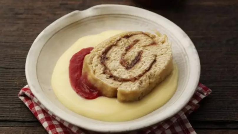 Jam roly poly is fruit jam rolled into a delicious suet pastry baked to perfection. (