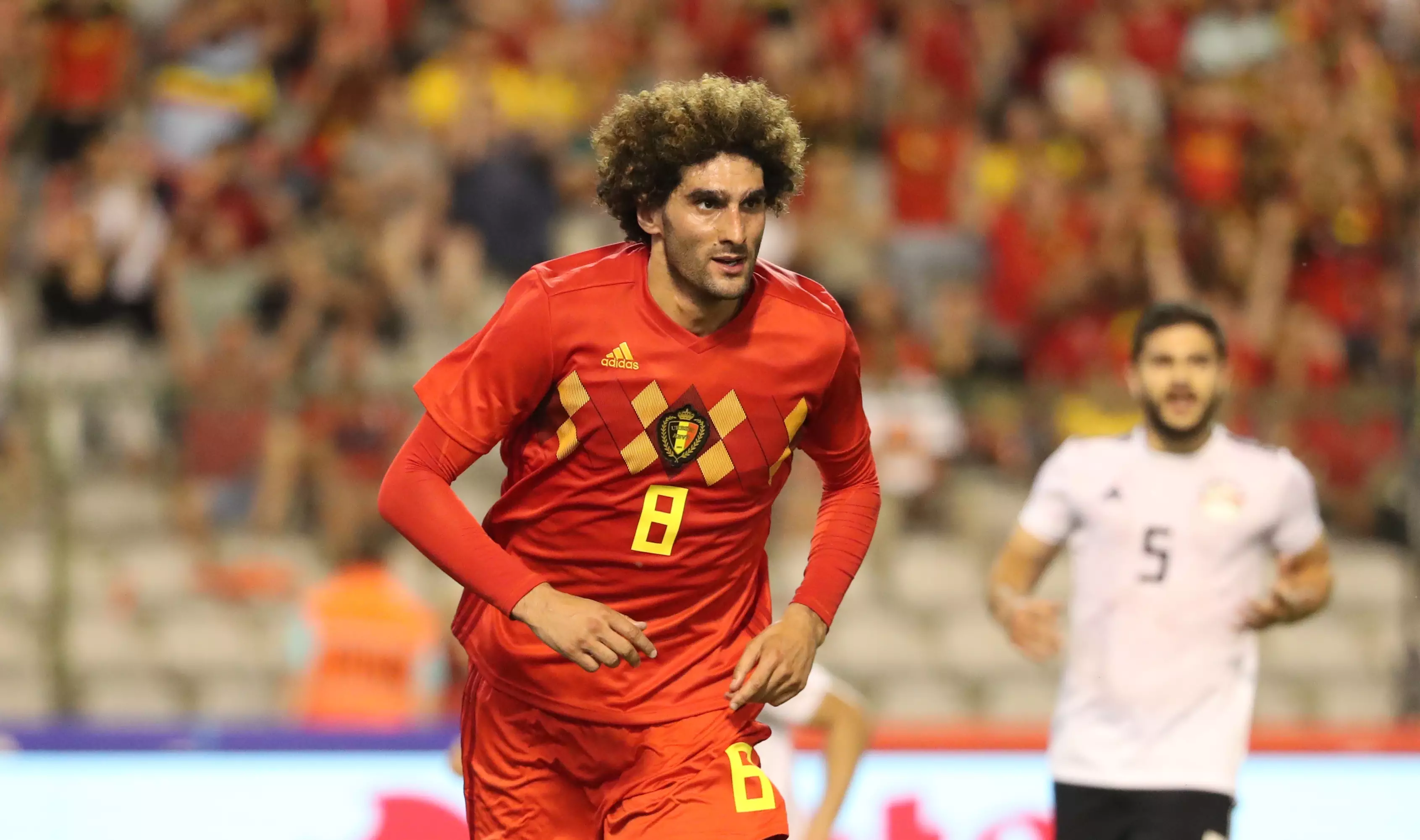 Fellaini playing Belgium's pre tournament warm up game. Image: PA Images