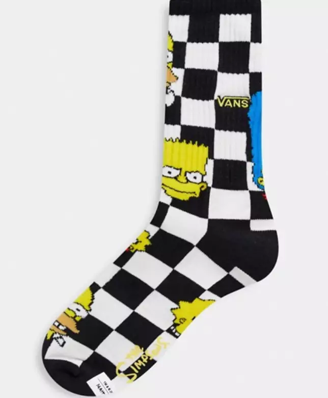 Vans X The Simpsons Family checkerboard socks.