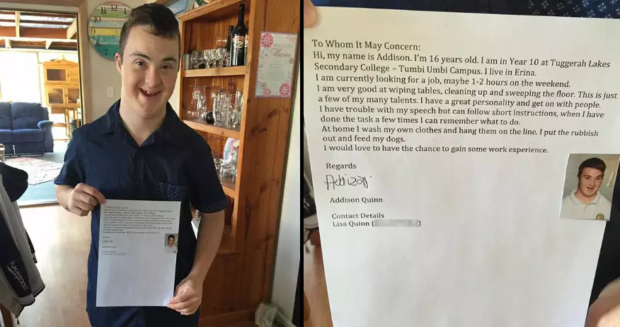Lad With Down's Syndrome Is Inundated With Job Offers After He Wrote Amazing Letter