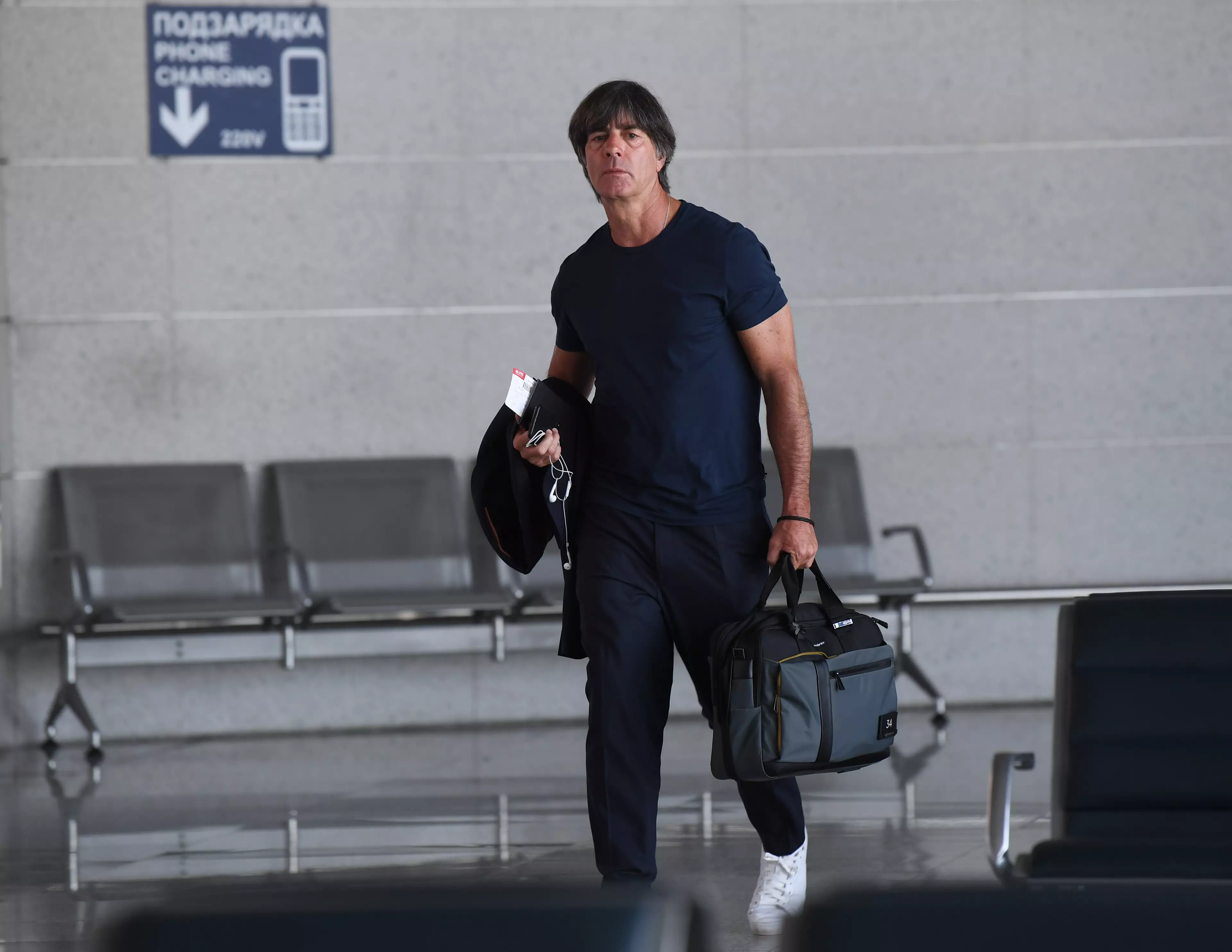 Coach Joachim Loew heads home after his team's defeat (