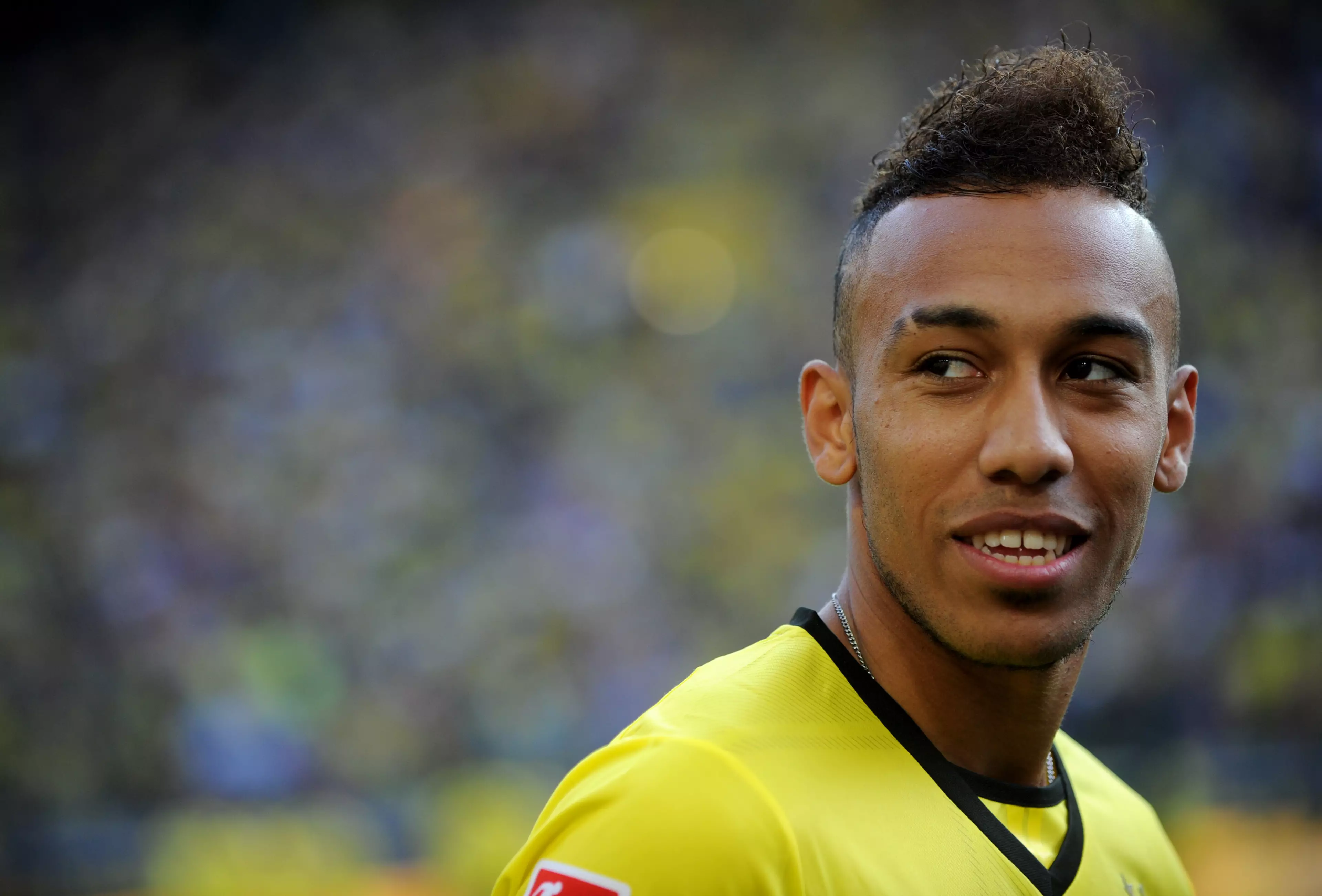 Aubameyang when he first arrived in Germany was wanted by Spurs. Image: PA Images.