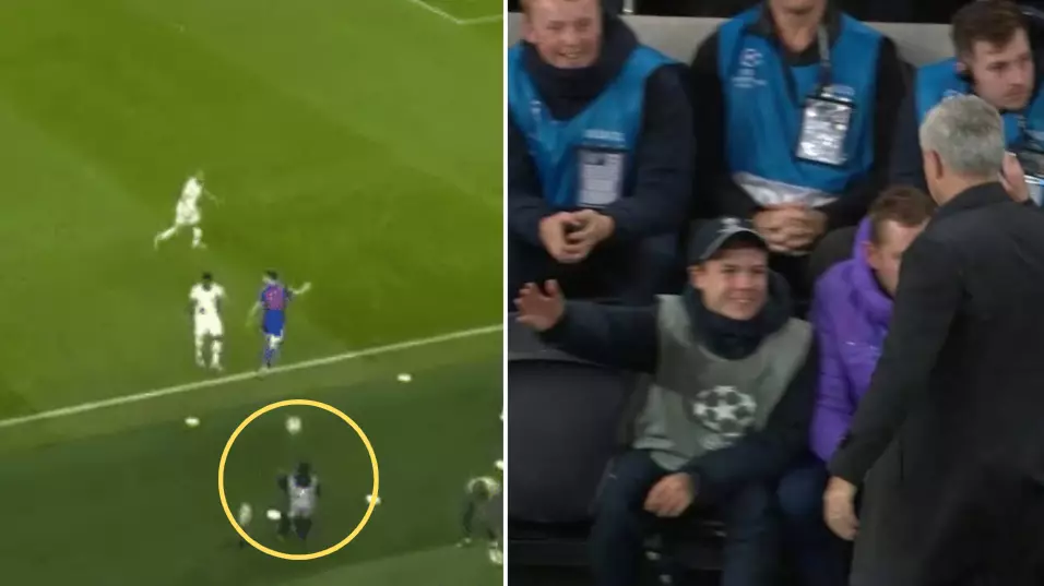 Jose Mourinho Celebrates With Tottenham Ball Boy For Harry Kane 'Assist' In The Champions League