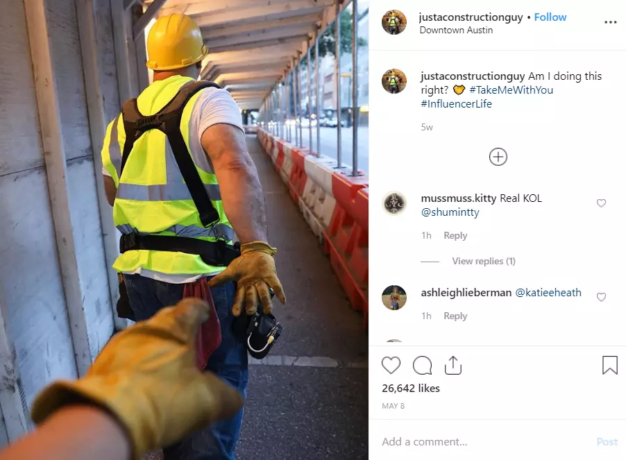 The builder has become an unlikely Insta influencer.