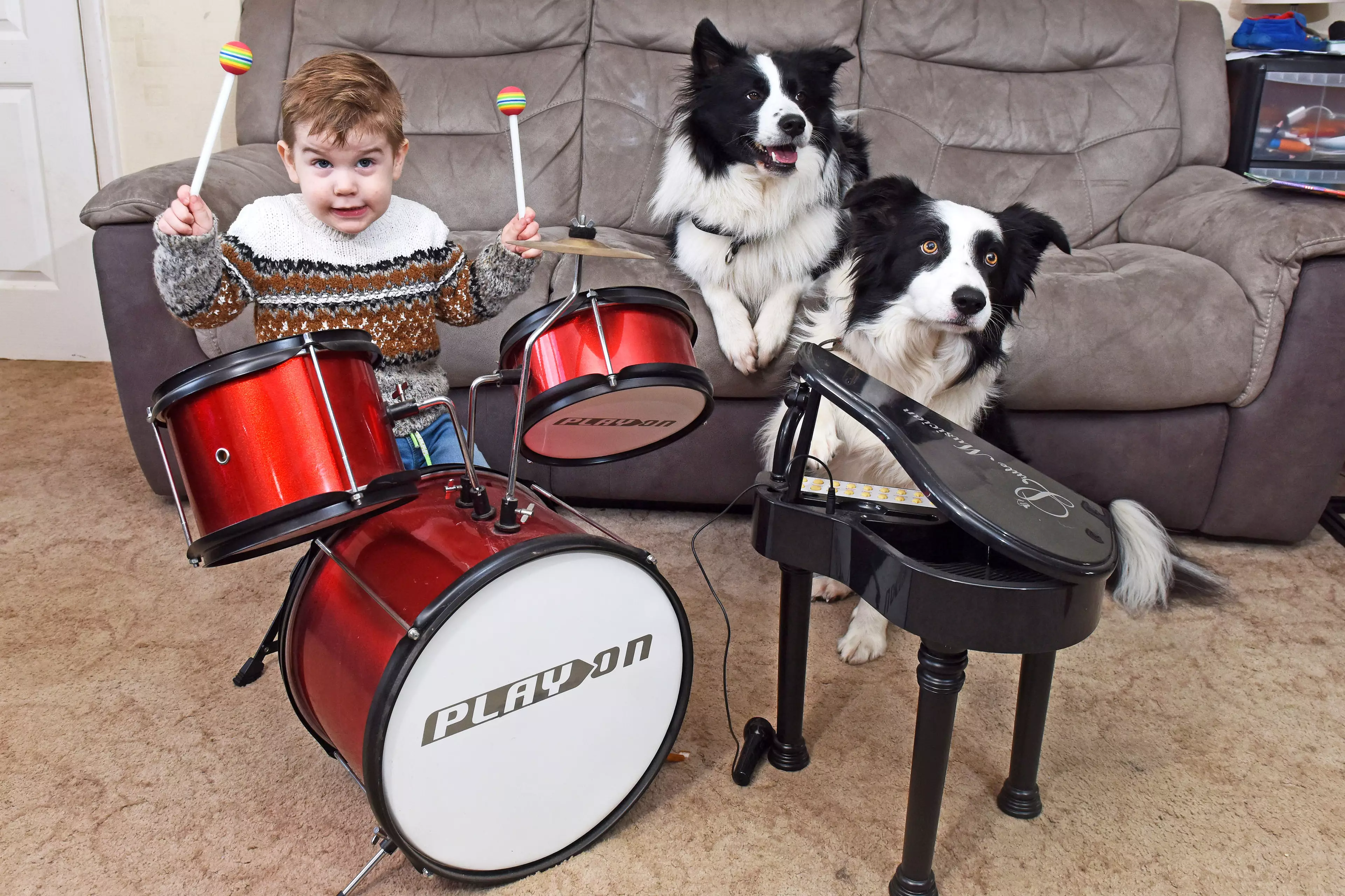 Jenson playng the drums for Fenn and Nova.