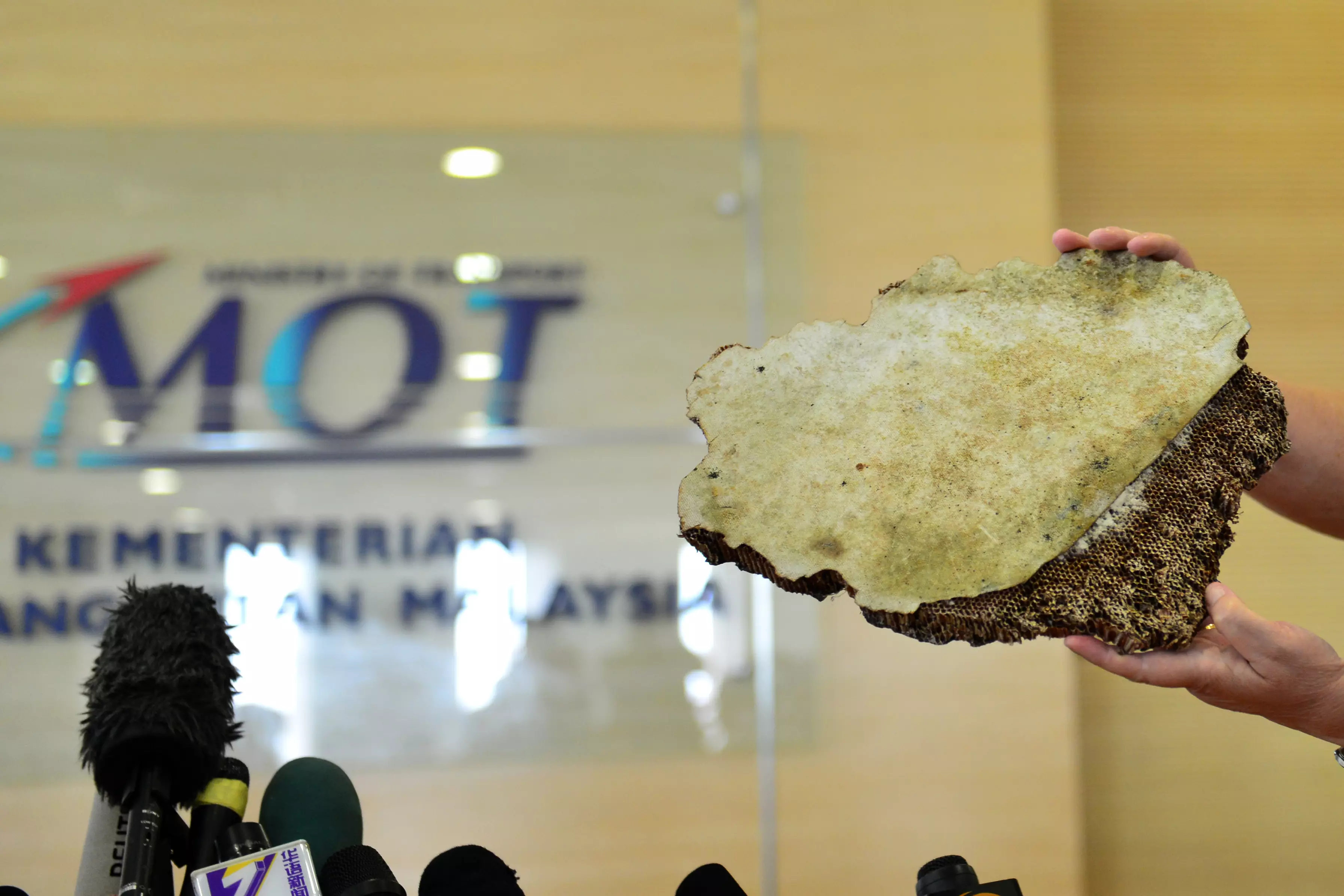 A piece of debris found in the sea thought to be from the missing plane.