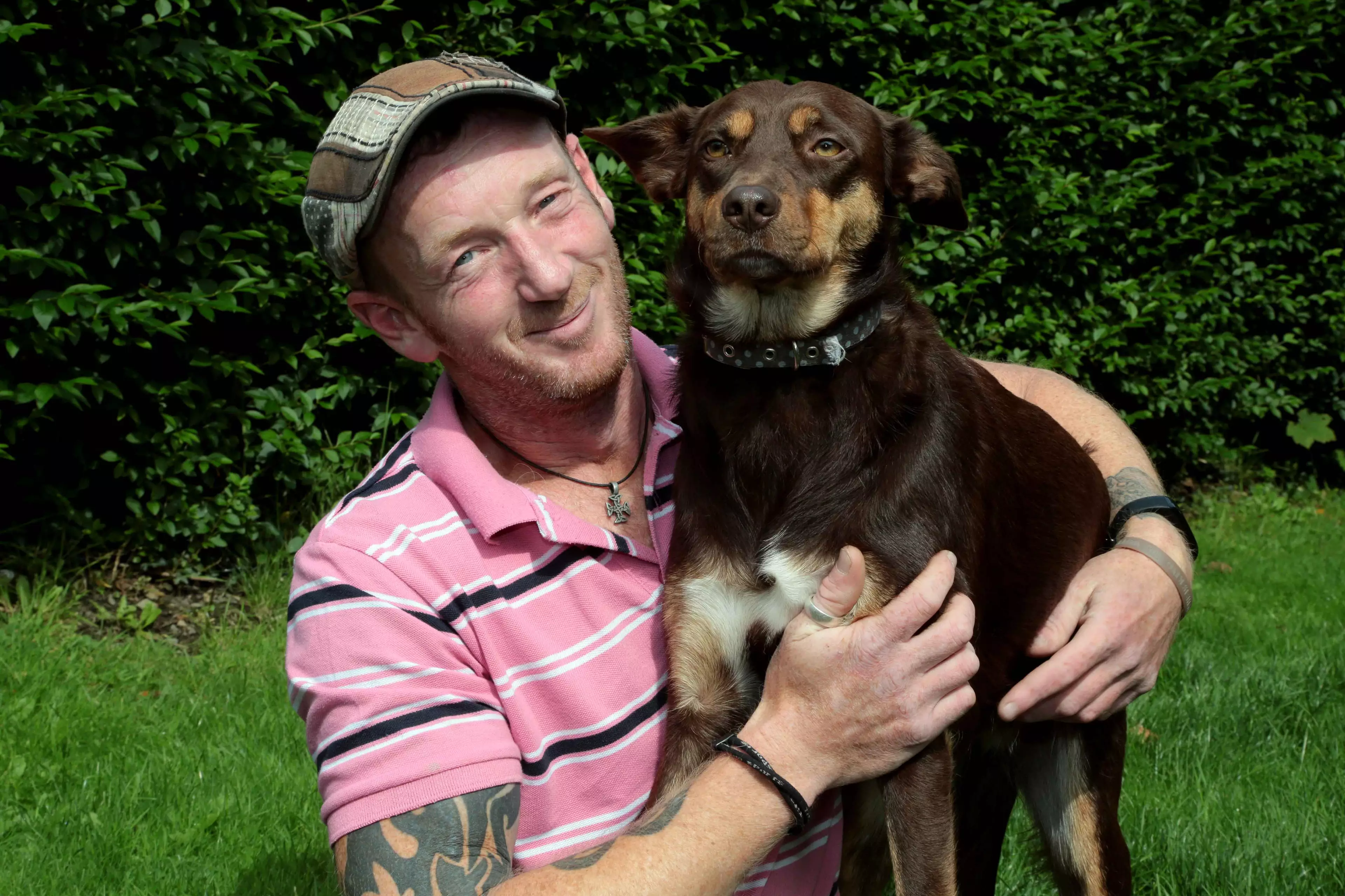 Recovering alcoholic Chris Rees with his dog Fudge.
