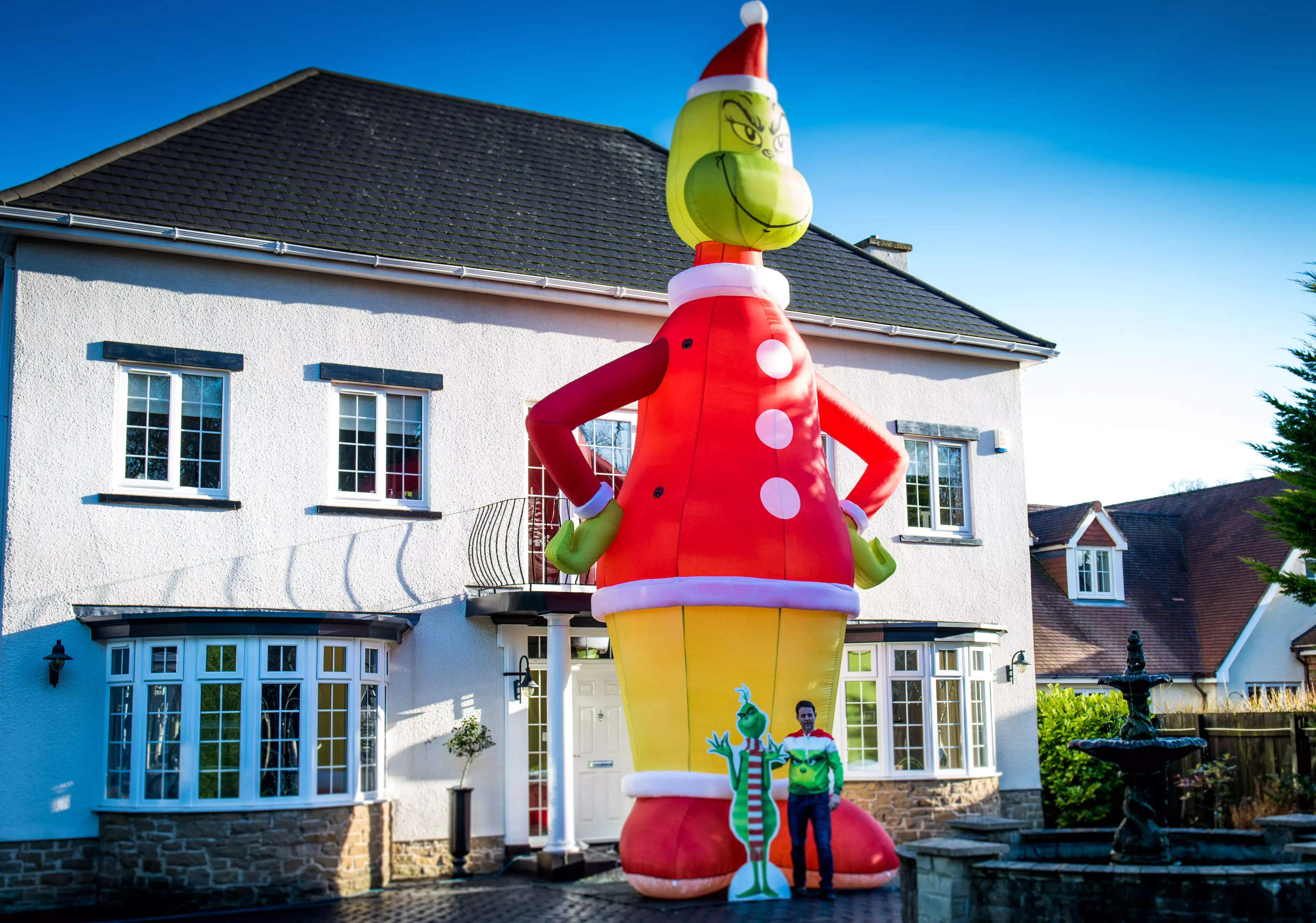 The 35ft inflatable Grinch has attracted a lot of attention and Ray is going to raise money for his local hospice (