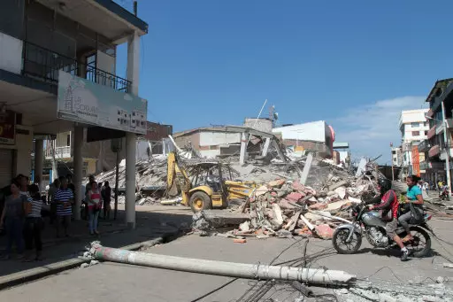 Houses affected by the earthquake of 7.8 degrees on the richter scale, in Manta, Ecuador.