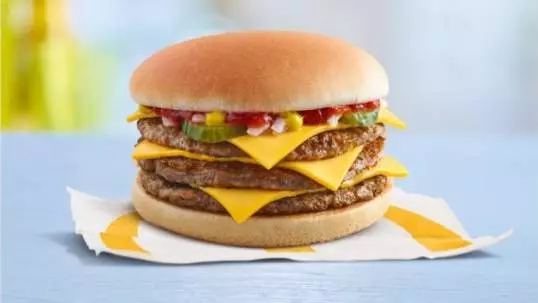 The triple cheeseburger was added to the menu last month (