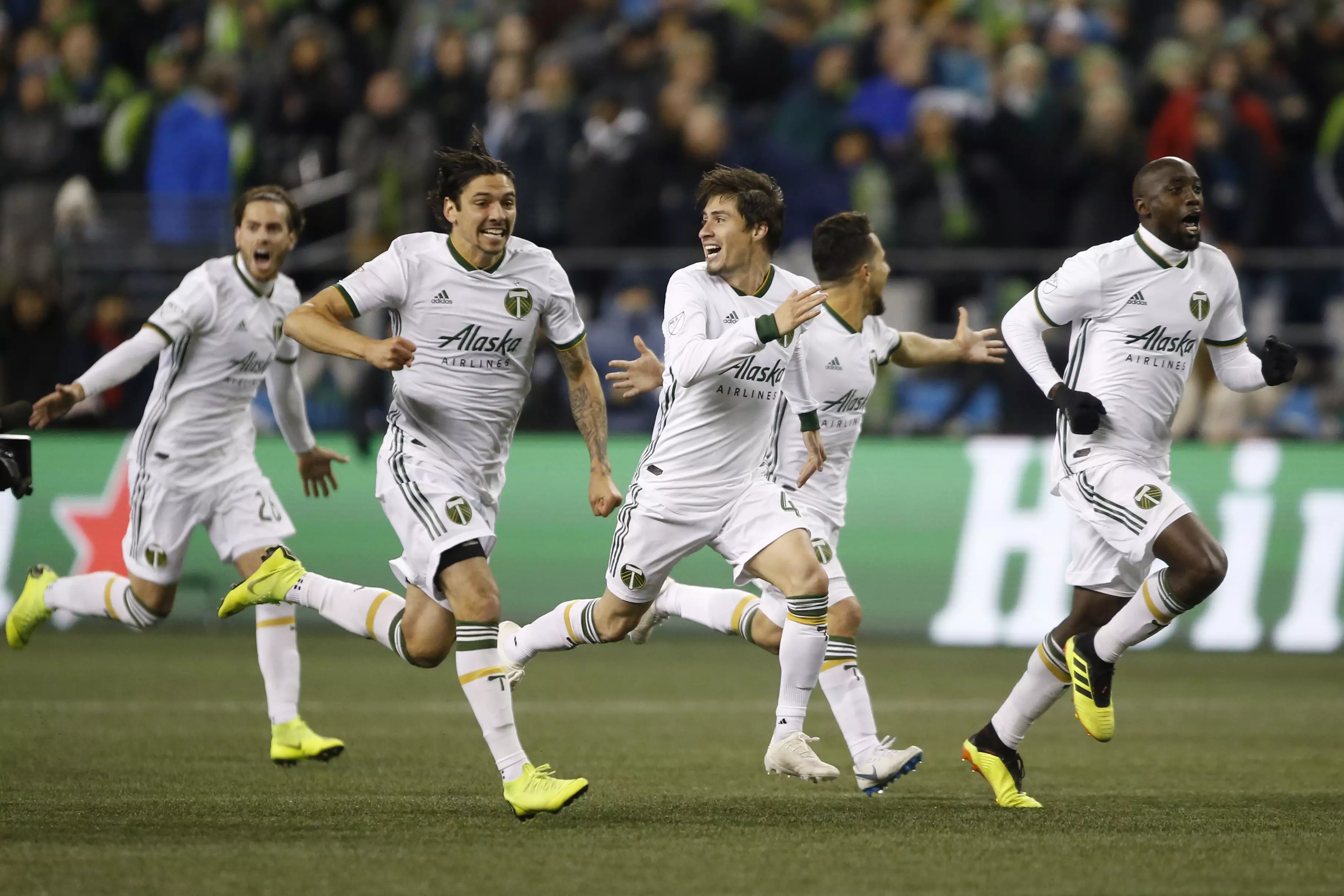 Portland Timbers celebrate their penalty shootout victory (Credit:PA)