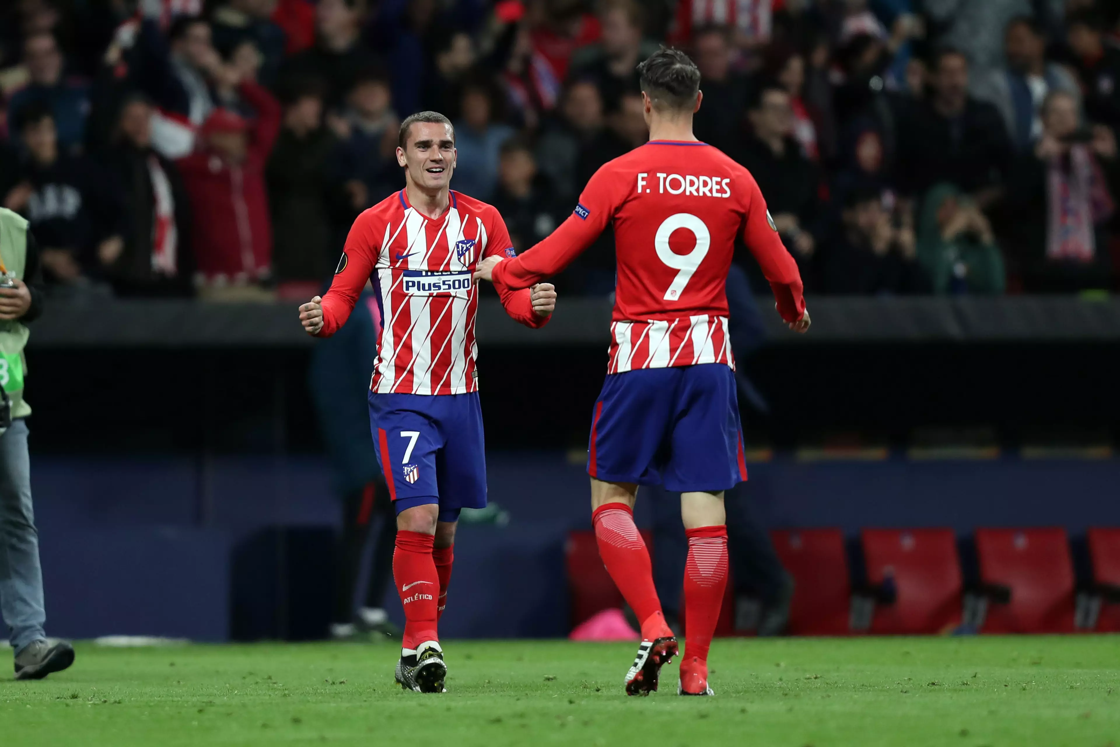 Griezmann and Torres celebrate. Image: PA