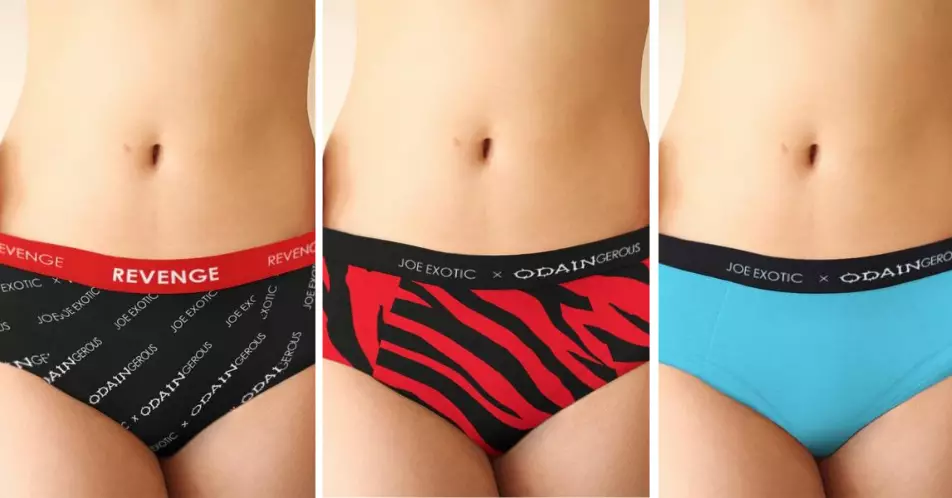 The red tiger print briefs are quite striking... (