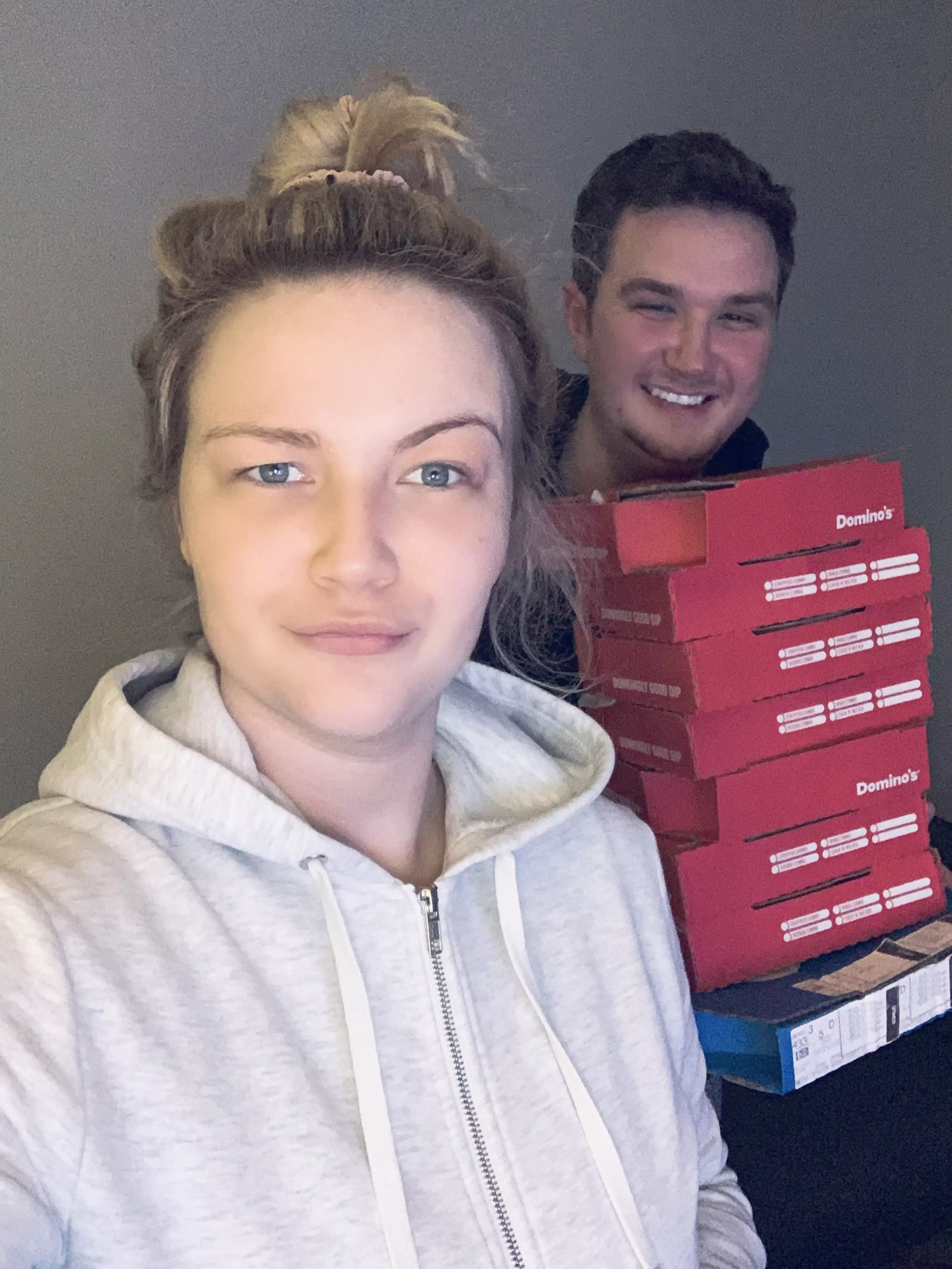 Hannah couldn't believe it when she opened the door to 19 boxes of food (
