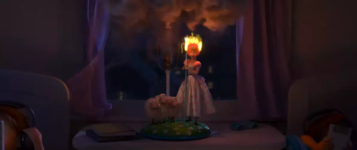 Bo's lamp bursts into flames before she's thrown in the trash (