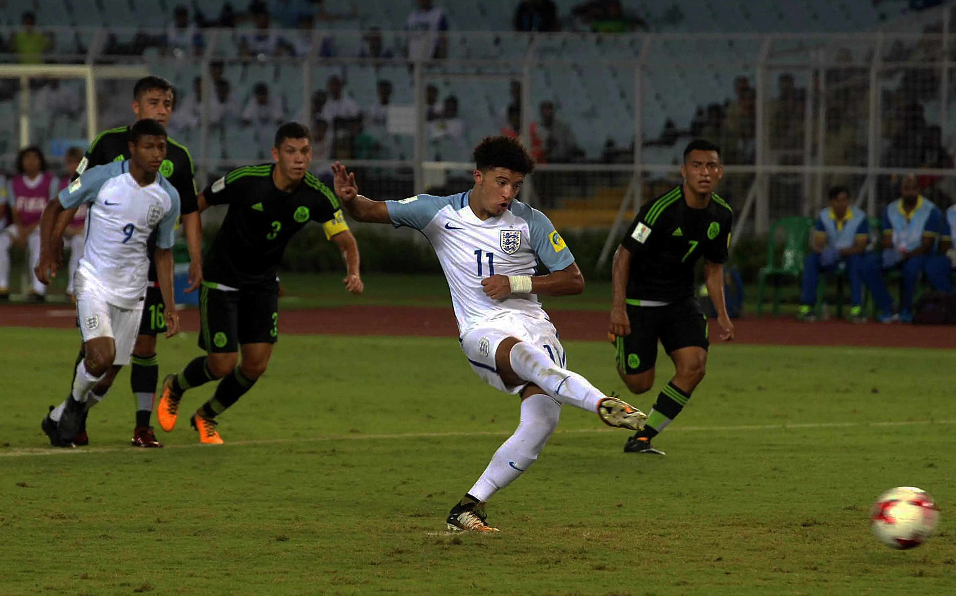 Sancho scores at the under 17 World Cup. Image: PA Images