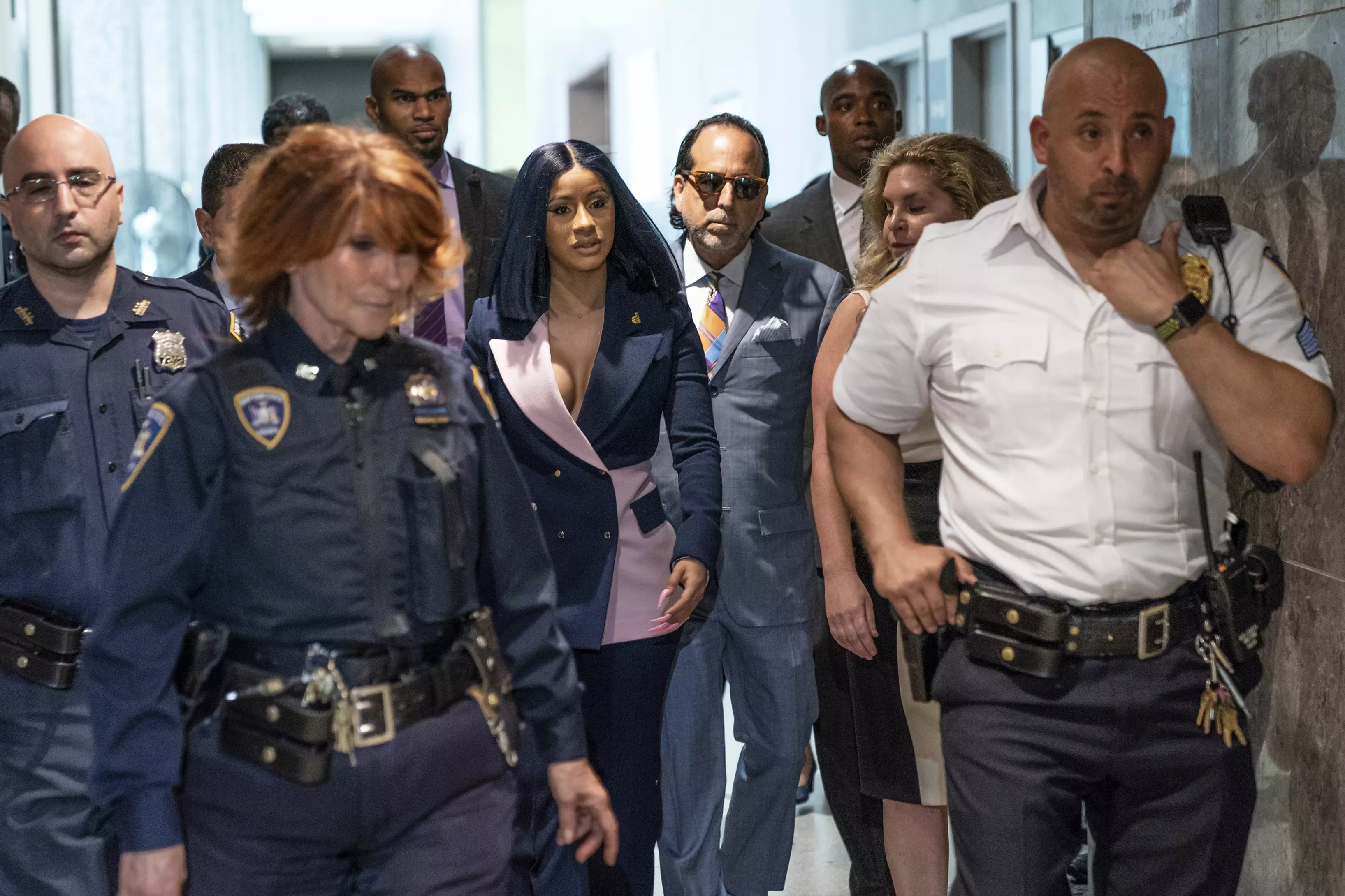 Grammy-winning rapper Cardi B arrives for a hearing at Queens County Criminal Court.