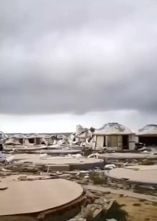 The destruction left by the tornado.