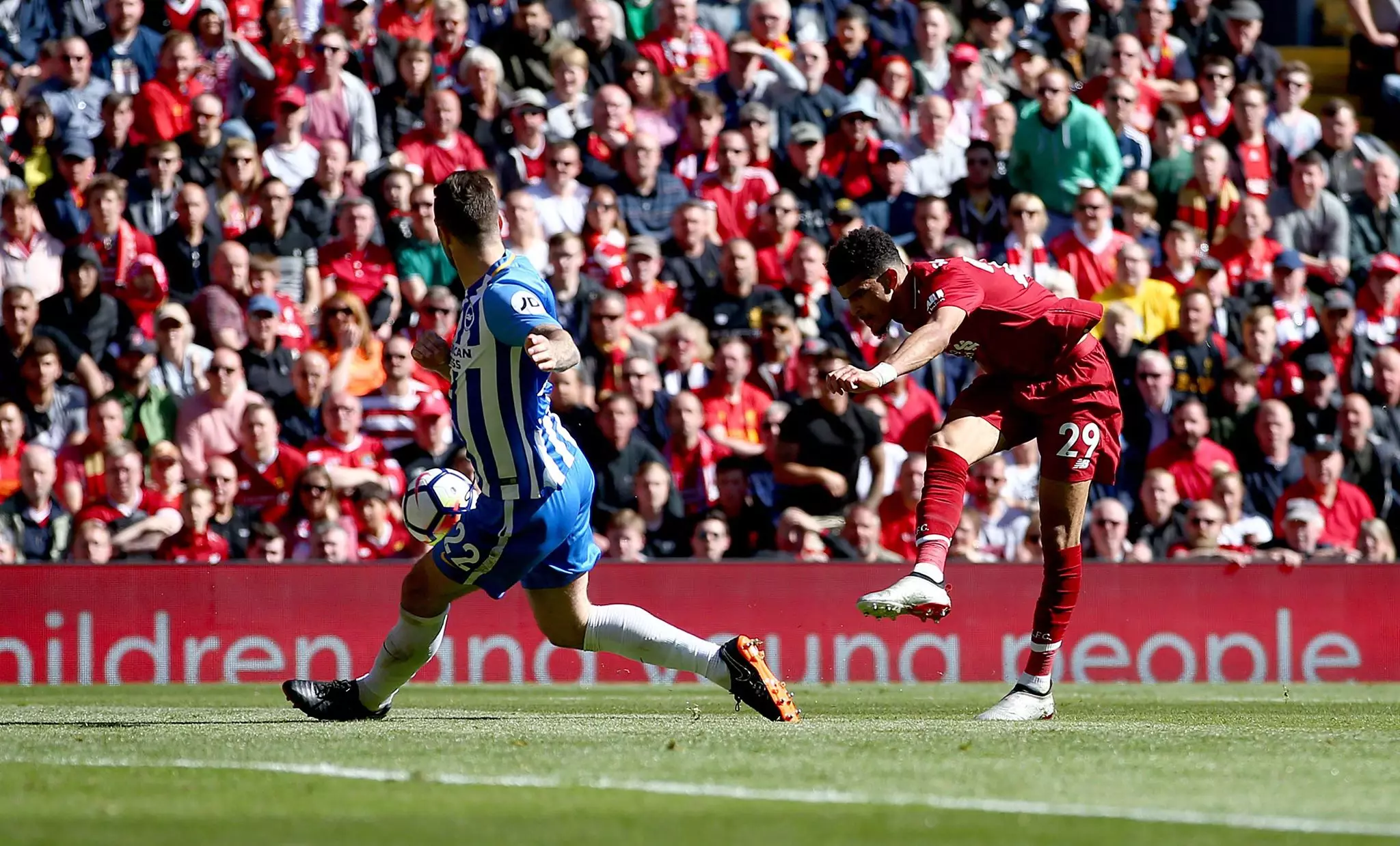 Solanke scores his first Liverpool goal. Image: PA