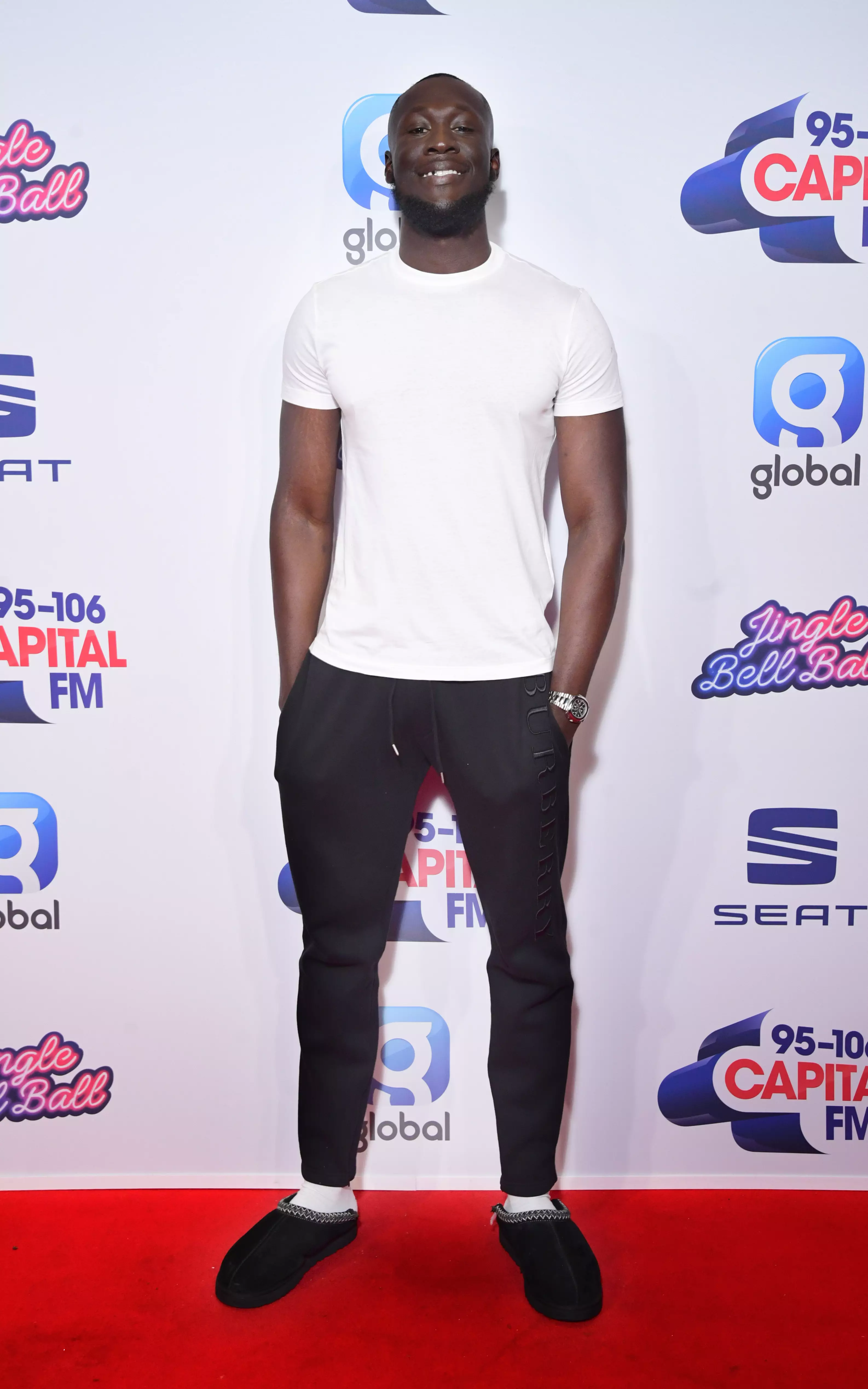Stormzy explained how he completely forgot to swap his slippers for trainers (