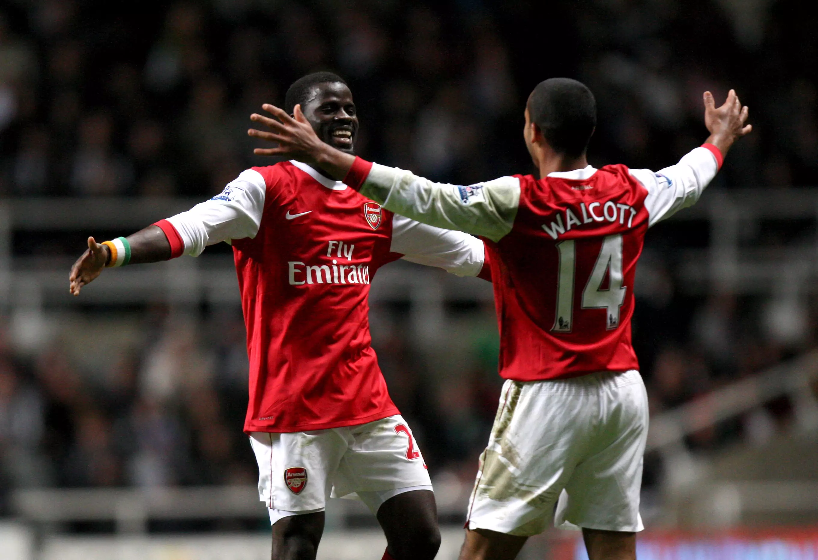 Eboue in happier times at Arsenal. Image: PA Images.