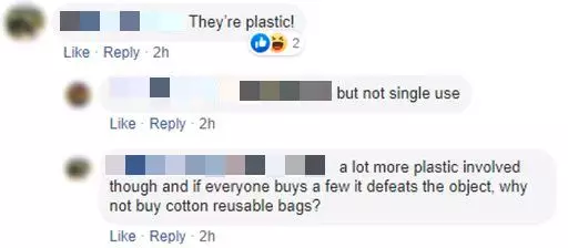 One person suggested that Bonnie use cotton bags.