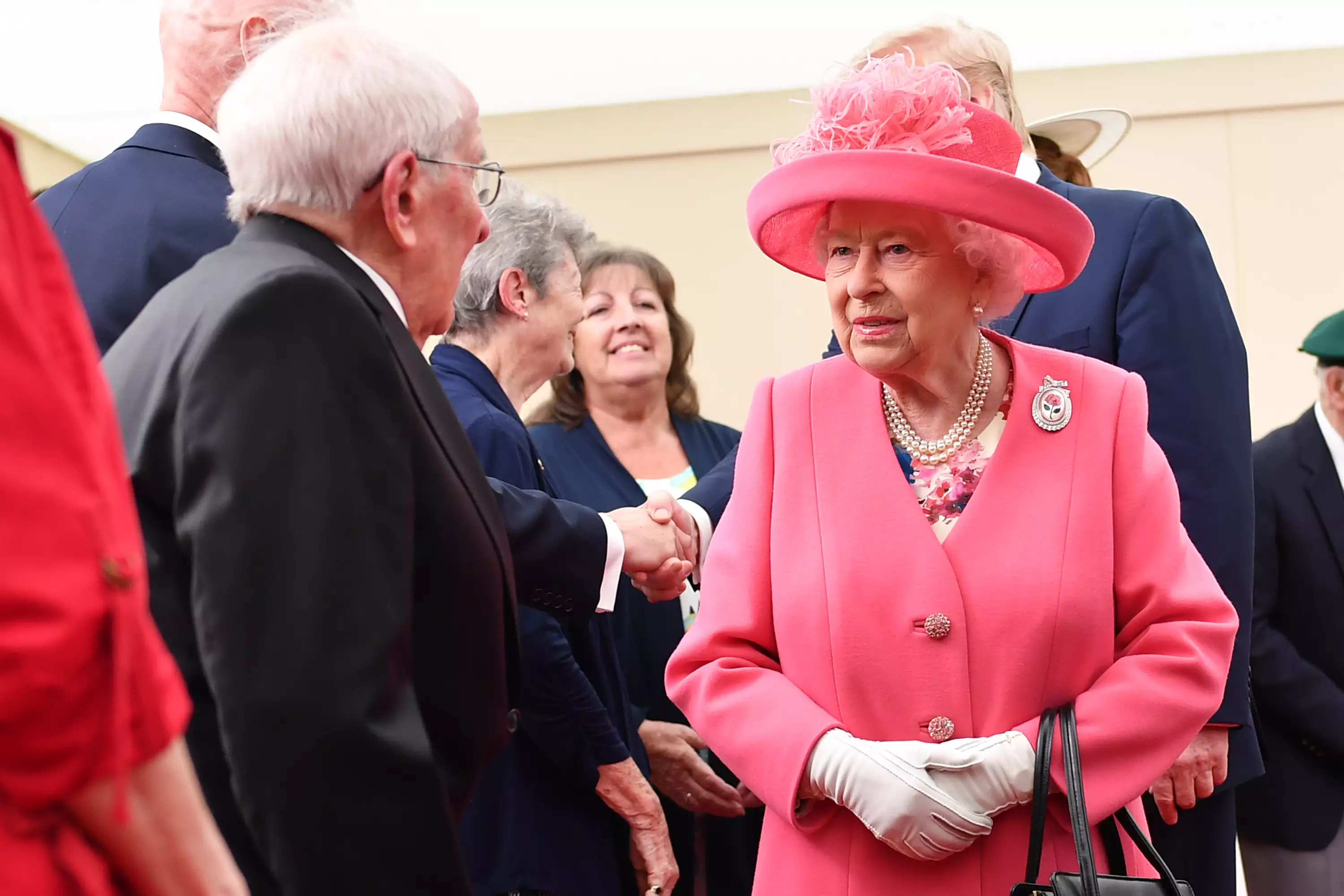 The war hero also spoke to the Queen during the 75th anniversary event in Portsmouth.