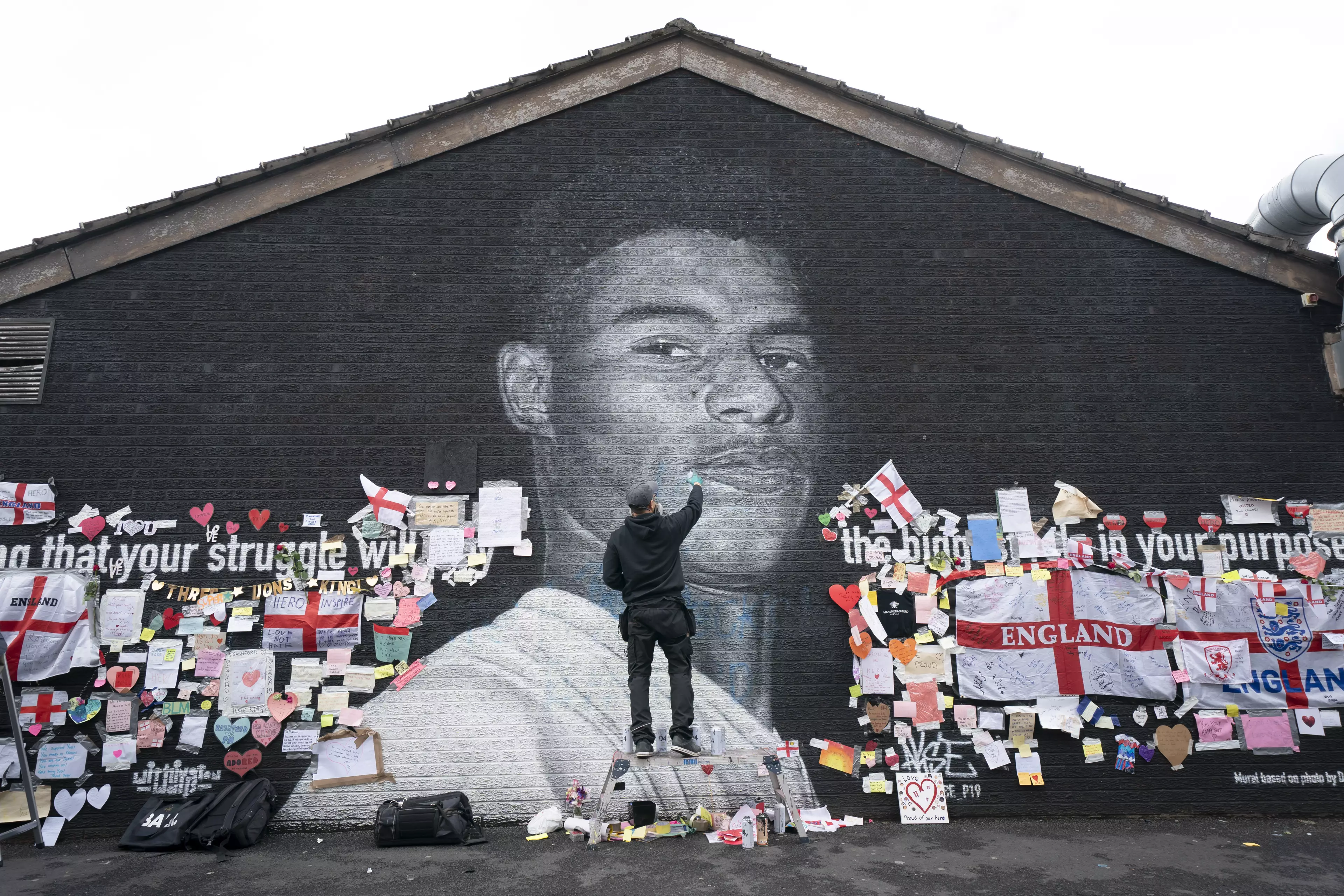 The mural of Marcus Rashford in Withington has now been flooded with messages of support.