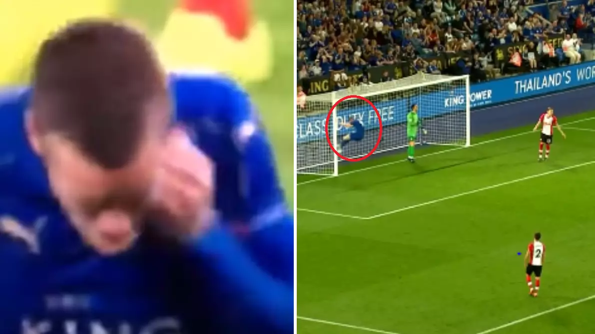 Jamie Vardy Literally Two-Footed The Post After Spurning Chance Against Southampton