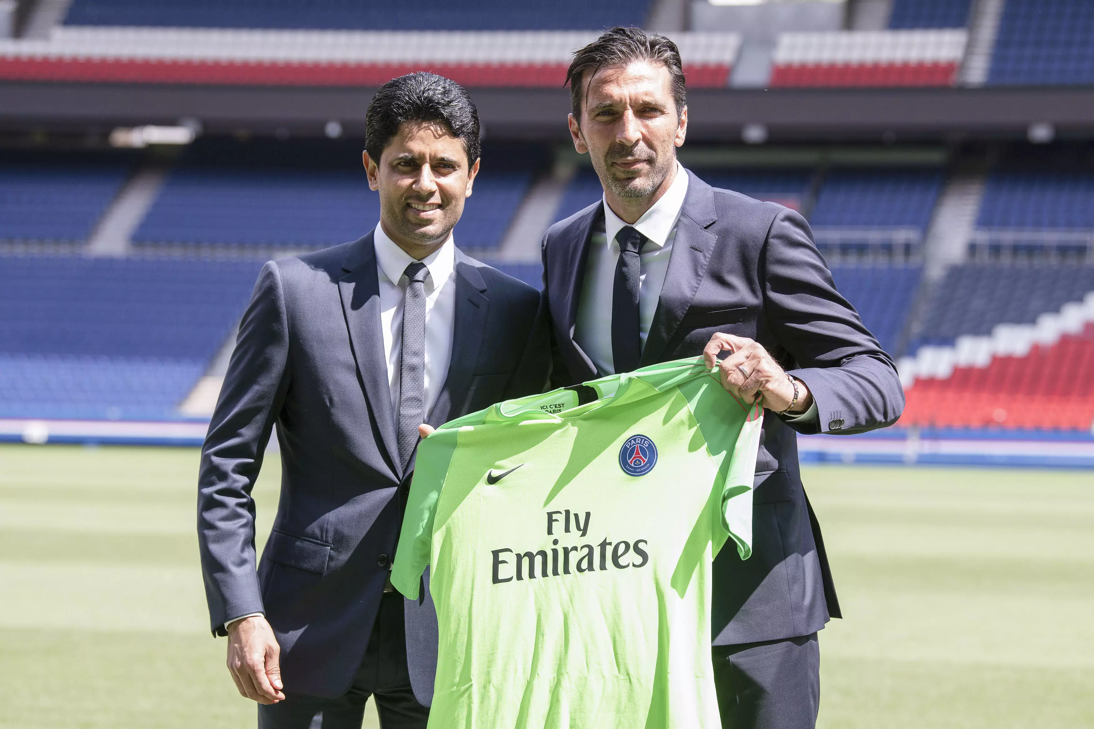 Buffon after signing for PSG. Image: PA Images