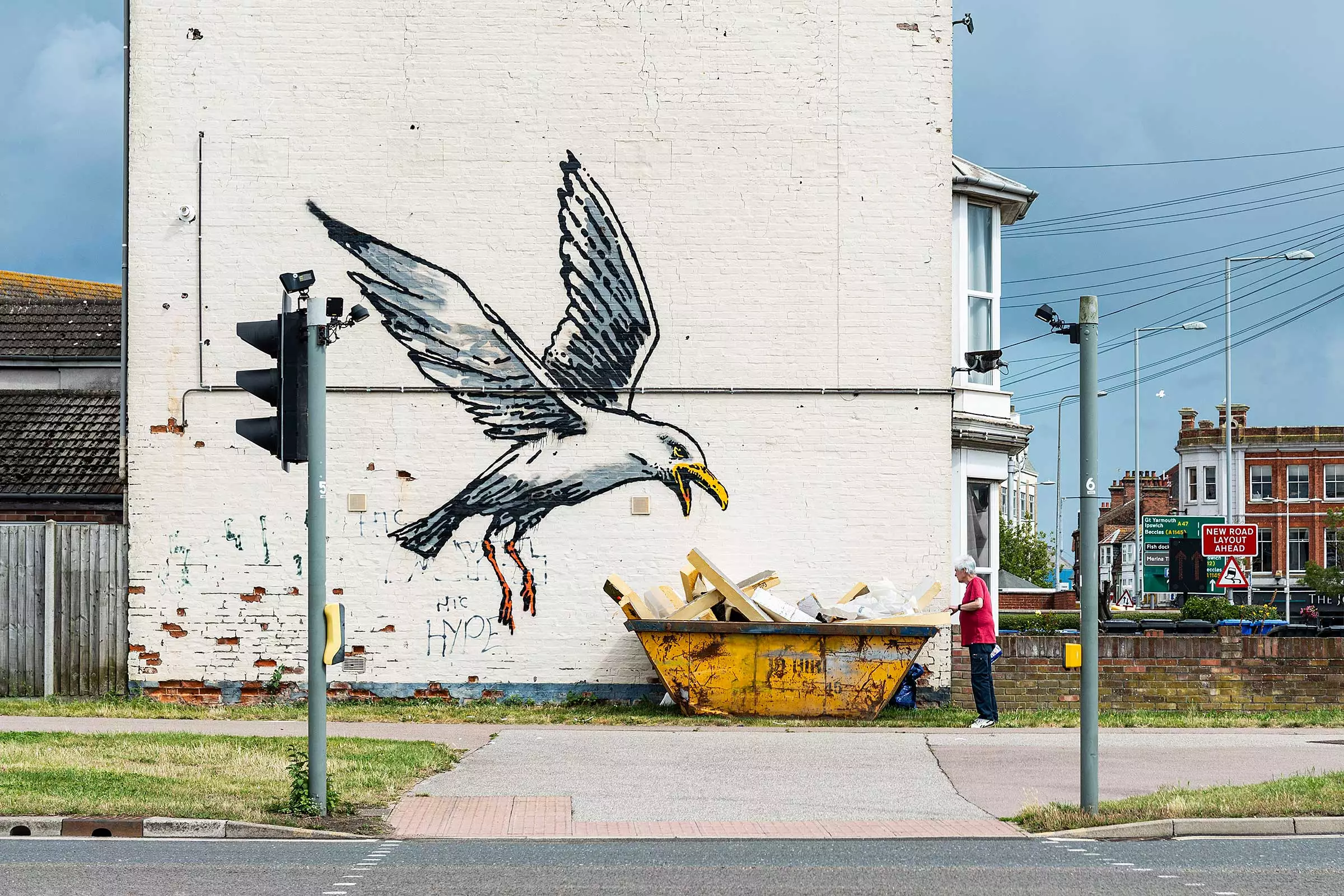 Banksy's 'A Great British Spraycation' mural of a seagull. (